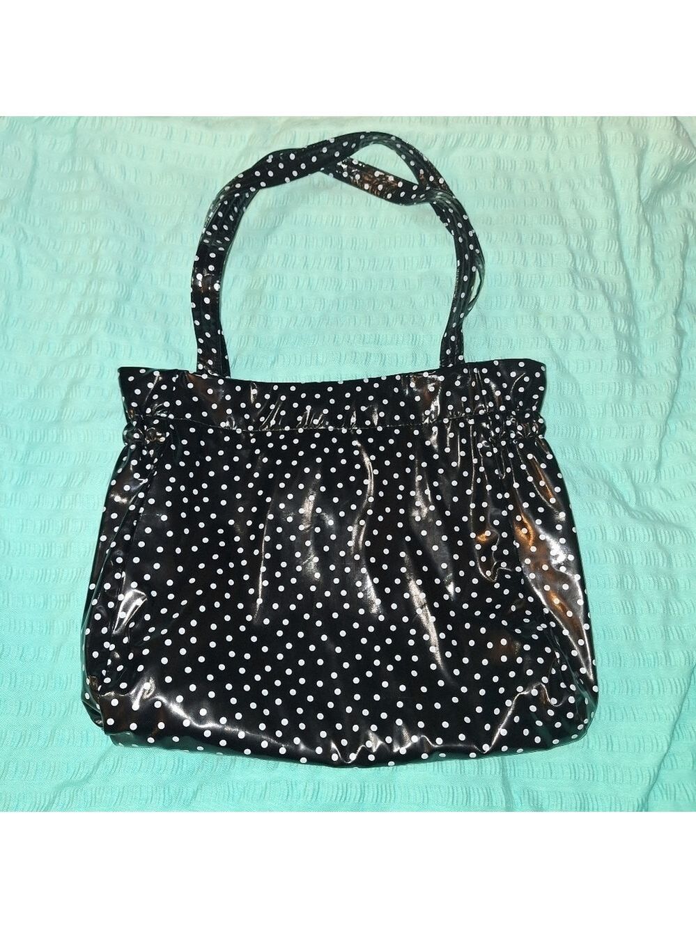 Black White Polka Dot Oilcloth Tote Bag